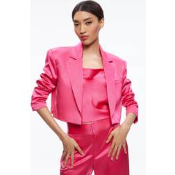 Alice + Olivia Shan Satin Cropped Blazer CANDY