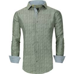 Azaro Uomo Men's Abstract Pattern Shirt Green Green