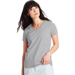 Hanes HN LAD Comfrt Soft Vee Neck T - Light Steel