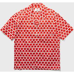 Ami Paris Men's Heart Print Vacation Shirt - Scarlet Red/White