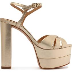 Schutz Keefa Ankle Strap Platform Sandals - Metallic Gold