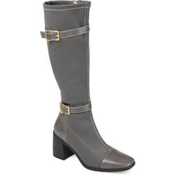 Journee Collection Womens Gaibree Stacked Heel Riding Boots, Wide, Gray Gray