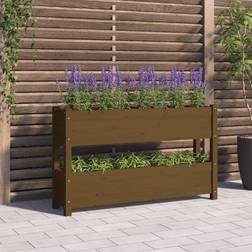 vidaXL Jardinière Bac À Fleurs Salon Balcon - Marron Miel Bois Massif de Pin