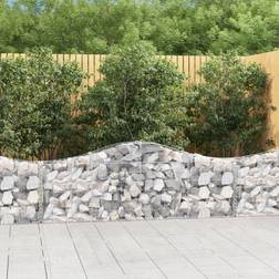 vidaXL Cesto Gabbione Ad Arco 200x30x60/80 cm Ferro Zincato - Argento
