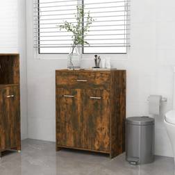 vidaXL Armario Baño Madera Contrachapada Roble Ahumado 60x33x80 cm