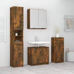 vidaXL Smoked oak Bathroom Cabinet Set
