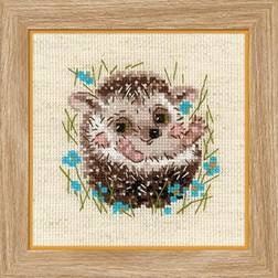 Riolis counted cross stitch kit 5"x5"-hedgehog 14 count