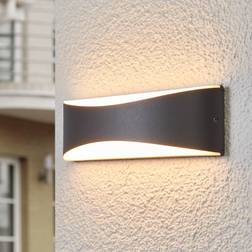 Lucande Antracitfärgad LED-utomhusvägglampa Akira Väggarmatur