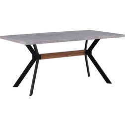 Beliani Efecto Hormigón 160 x 90 cm Patas De Metal Negro Cocina Industrial Benson Mesa de comedor