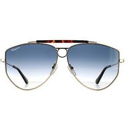 Ferragamo Oval Solglasögon Med Metallram - Blue