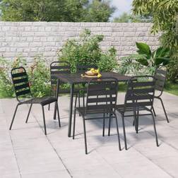 vidaXL À Manger Jardin 7 pcs Anthracite Acier Ensemble repas de patio