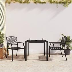 vidaXL À Manger Jardin 3 pcs Anthracite Acier Ensemble repas de patio