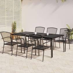 vidaXL 7 Piece Garden Anthracite Steel Patio Dining Set, 1 Table incl. 6 Chairs