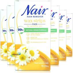 Nair face wax strips remover for sensitive skin with chamomile extract 20-pack
