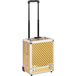 vidaXL Chariot À Maquillage Mallette de Beauté Valise Cosmétique Trolley Organisateur Boíte Sac Roulant Doré