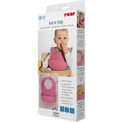 Reer eat•n tidy silicone bib with catcher bib baby bib pink