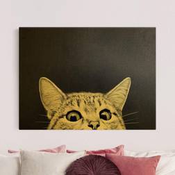 Tableau sur toile or Illustration Chat Noir Et Blanc Dessin