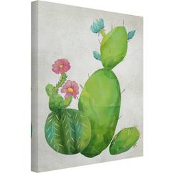 Impression sur toile Famille de cactus en rose et turquoise