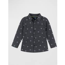 Andy & Evan Boy's Cotton Button-Down Shirt, 2-7 Charcoal Robot