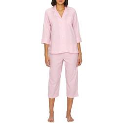 Lauren Ralph Lauren Further Lane Capri Knit Pajama Set - Pink Stripe