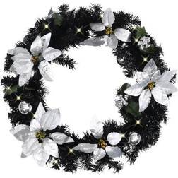 vidaXL Kerstkrans met LED-lampjes 60 cm PVC zwart