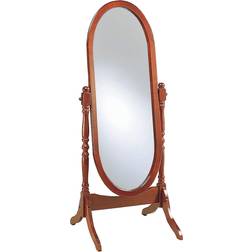 Benjara Standing Cheval with Oval Frame Turned Posts Floor Mirror