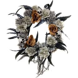 Skull & Flower Gothic Wreath Decoration - Halloween Wreath Decoración