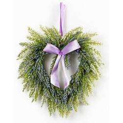 Melrose Set of 2 Spring Lavender Heart Wreaths 10-Inch Unlit Decoration