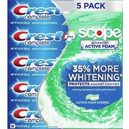 Crest complete toothpaste plus scope advanced active foam, striped, 8.2 oz, 5