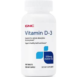 GNC Vitamin D3 Tablets 5000 Iu 180