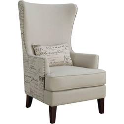 Coaster Curved Arm High Back Accent Cream Lounge Chair