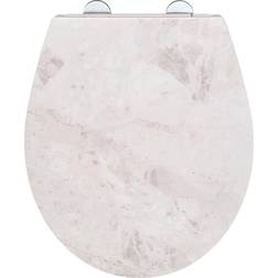 Wenko Abattant De WC Antibactérien Duroplast À Relief Motif Marbre "Premium" Blanc Universelle