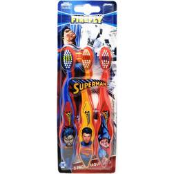 Firefly superman themed toothbrushes 3-packblue,yellow,red bundle of 2 set