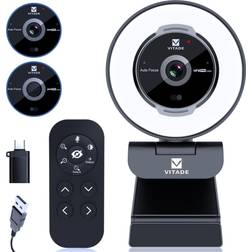 Vitade zoomable webcam with remote control, 1080p 60fps streaming webcam with