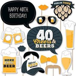 Cheers and Beers to 40 Years 40th Birthday Party Photo Booth Props Kit 20 Ct Yellow Yellow