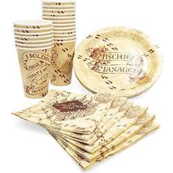 Silver Buffalo Harry Potter Marauder's Map 60-Piece Party Tableware Set Cups, Plates, Napkins