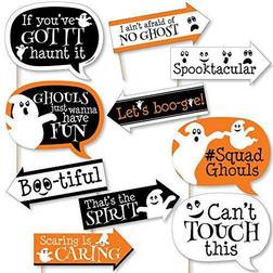 Big Dot of Happiness Funny Spooky Ghost Halloween Party Photo Booth Props Kit 10 Piece