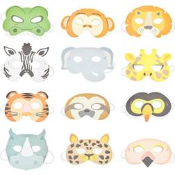 24 pack safari themed birthday photo booth props for party favors, 7 x 5 in