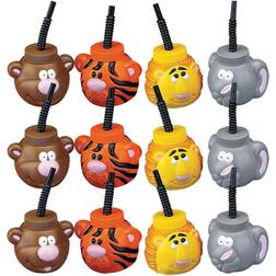 Fun Express Zoo Animal Sipper Cups Party Supplies 12 Pieces