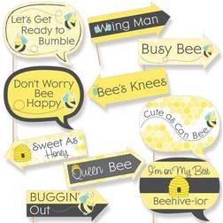 Funny honey bee baby shower or birthday party photo booth props kit 10 piece