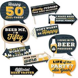 Funny cheers and beers to 50 years 50th birthday photo booth props kit 10 pc