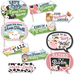 Funny girl farm animals baby shower & birthday party photo booth props kit 10 pc