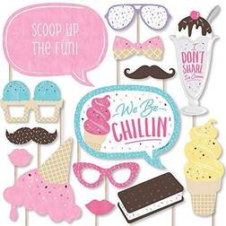 Scoop up the fun ice cream sprinkles party photo booth props kit 20 count