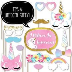 Rainbow Unicorn Magical Unicorn Baby Shower or Birthday Party Photo Booth Props Kit 20 Count