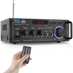 Pyle pda29bu 200w wireless bluetooth stereo power amplifier w/ rca/usb/sd/mic/fm