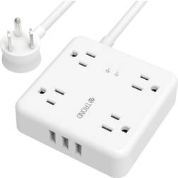 Power strip surge protector trond upgraded thin plug with usb c 5 ft, white