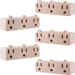 Jasco GE 3-Outlet Grounded Tap Adapter Light Almond 5pk – 50894