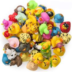 Kicko Assorted Rubber Ducks 50 Pack 2 Inches for Kids, Sensory Play, Stress Relief, Novelty, Stocking St