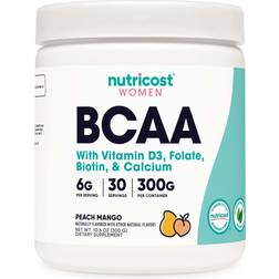 Nutricost Women BCAA with Vitamin D3 Folate Biotin Calcium Peach Mango