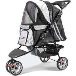 InnoPet All Terrain Dog and Cat Buggy Black Silver Lightweight 3-Wheel Pet Stroller 12.5kg